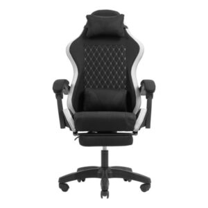 mars gaming mgc x fabric silla gaming ergonomica reposapies extensible cojines lumbar y cervical 660x540x1250mm tejido transpirable color gris y blanco