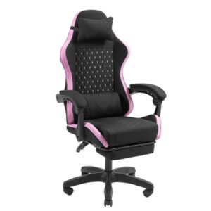 mars gaming mgc x fabric silla gaming ergonomica reposapies extensible cojines lumbar y cervical 660x540x1250mm tejido transpirable color negro y rosa