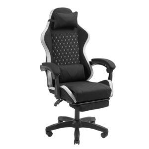 mars gaming mgc x fabric silla gaming ergonomica reposapies extensible cojines lumbar y cervical 660x540x1250mm tejido transpirable color negro y blanco
