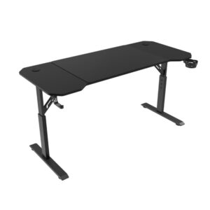 mars gaming mgd ergo140 mesa gaming altura ajustable con 3 posiciones soportes auriculares y bebidas alfombrilla xxl estructura acero 140x60x1.5cm acabado en fibra de carbono color negro