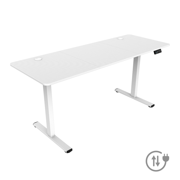 mars gaming mgd ergopro160 mesa gaming motorizada altura regulable hasta 118cm soportes auriculares y bebidas gestion de cables estructura acero 160x60x1.5cm acabado en fibra de carbono color blanco