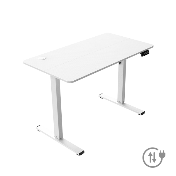 mars gaming mgd ergopro mesa gaming motorizada altura regulable hasta 118cm soportes auriculares y bebidas gestion de cables estructura acero 110x60x1.5cm acabado en fibra de carbono color blanco