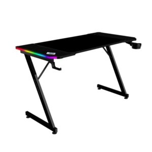 mars gaming mgd x120rgb mesa gaming iluminacion argb con mando soportes auriculares y bebidas alfombrilla xxl estructura acero 120x60x1.5cm acabado en fibra de carbono color negro