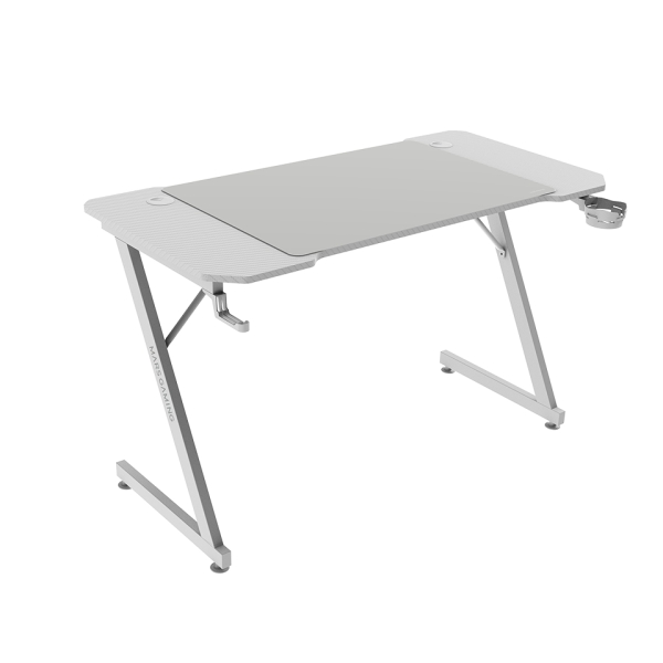 mars gaming mgd x120 mesa gaming soportes auriculares y bebidas alfombrilla xxl estructura acero 120x60x1.5cm acabado en fibra de carbono color blanco