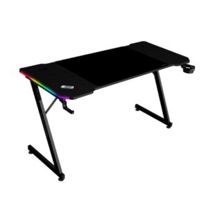 mars gaming mgd x140rgb mesa gaming iluminacion argb con mando soportes auriculares y bebidas alfombrilla xxl estructura acero 140x60x1.5cm acabado en fibra de carbono color negro