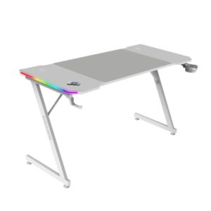 mars gaming mgd x140rgb mesa gaming iluminacion argb con mando soportes auriculares y bebidas alfombrilla xxl estructura acero 140x60x1.5cm acabado en fibra de carbono color blanco