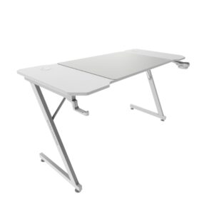 mars gaming mgd x140 mesa gaming soportes auriculares y bebidas alfombrilla xxl estructura acero 140x60x1.5cm acabado en fibra de carbono color blanco