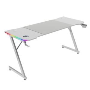 mars gaming mgd x160rgb mesa gaming iluminacion argb con mando soportes auriculares y bebidas alfombrilla xxl estructura acero 160x60x1.5cm acabado en fibra de carbono color blanco