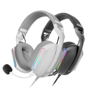 mars gaming mh pro auriculares gaming cable de 180cm almohadillas air transpirables controles integrados microfono integrado iluminacion argb 76x200x187mm color blanco