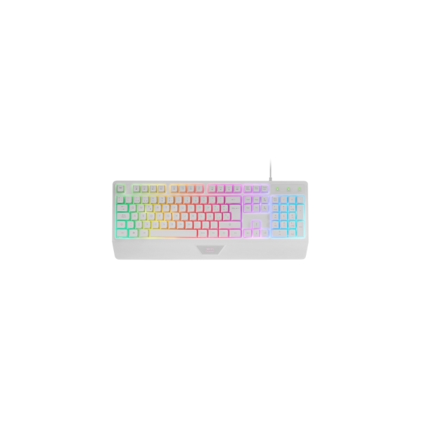 mars gaming mk124 teclado completo hibrido h mech almohadilla integrada disposicion portuguesa qwerty pt iluminacion frgb 450x181x36mm color blanco