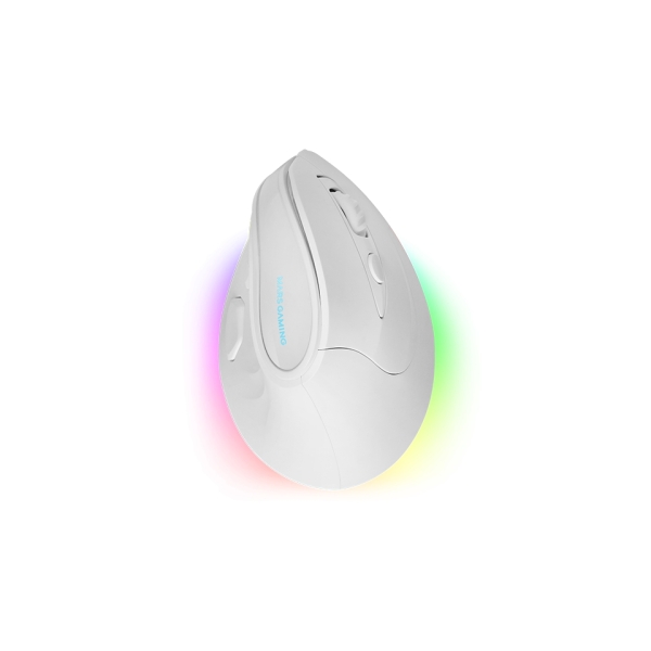 mars gaming mm sk raton gaming inalambrico vertical para diestros sensor 8400dpi bluetooth 5.1 rf 2.4ghz switches huano iluminacion rgb 109x73x76mm color blanco