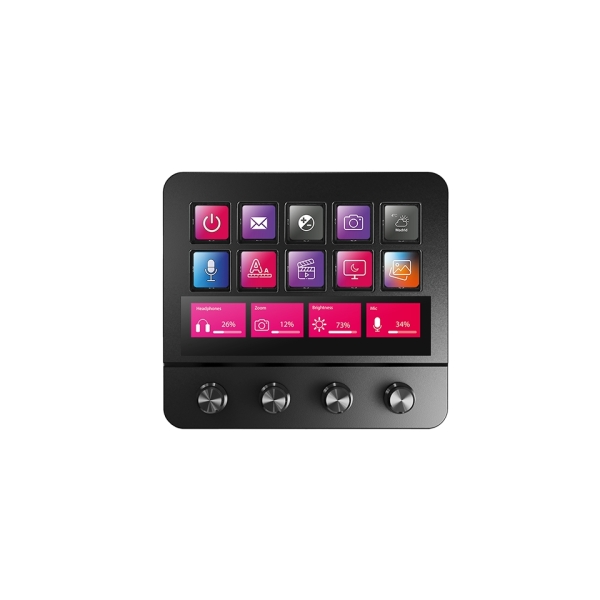 mars gaming msd pro dispositivo de control para retransmisiones/streaming, trabajo, gaming 10 teclas lcd 4 diales personalizables software personalizable 137x124x50mm color negro
