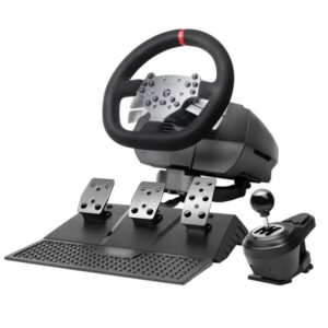 mars gaming mwh rsx juego de volante y pedalera de carreras retroalimentacion de fuerza 3.2nm 3 pedales con resistencia progresiva palanca de cambios formato h 14 botones 4 paletas 272x320x257mm color negro