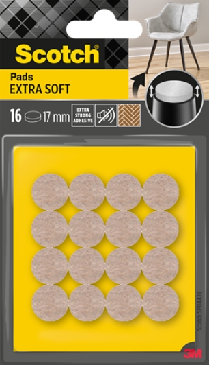 scotch pack de 16 almohadillas de fieltro 17mm de diametro extrasuaves color beige
