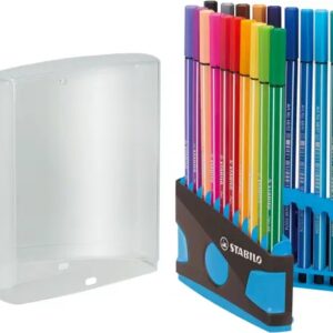 stabilo premium pen 68 estuche con 20 rotuladores punta de fibra trazo de 1mm aprox. alto brillo y luminosidad de color colores surtidos