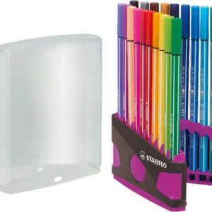 stabilo premium pen 68 estuche con 20 rotuladores punta de fibra trazo de 1mm aprox. alto brillo y luminosidad de color colores surtidos