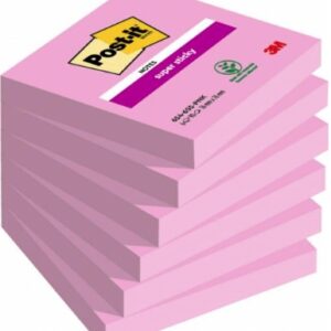 post it pack de 6 blocs de 100 notas adhesivas reposicionables forma cuadrada 76x76mm color rosa