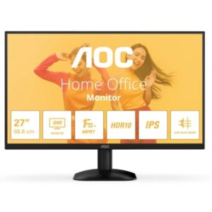 aoc q27b35e monitor 27" led ips qhd 75hz hdr10 respuesta 1ms hdmi, displayport vesa 100x100mm color negro