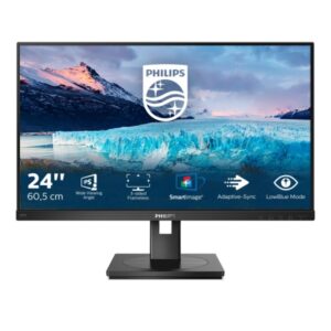 philips s line 242s1ae/00 monitor 23.8" led ips fullhd 75hz respuesta 4ms altavoces 4w regulable en altura, giratorio e inclinable hdmi, dvi, displayport, vga vesa 100x100mm color negro