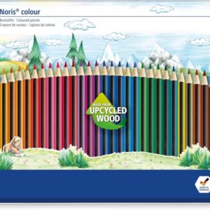 staedtler noris colour 185 caja metalica con 36 lapices hexagonales de colores fabricados en wopex muy resistentes madera de fuentes sostenibles colores surtidos