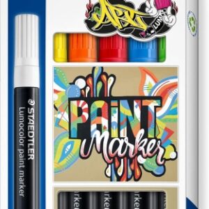 staedtler lumocolor 349 pack con 6 marcadores acrilicos permanentes trazo 2.4 mm aprox. tinta base de agua colores surtidos