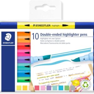 staedtler textsurfer classic 362 pack con 10 marcadores fluorescentes doble punta biselada y pincel secado rapido tinta base de agua colores surtidos