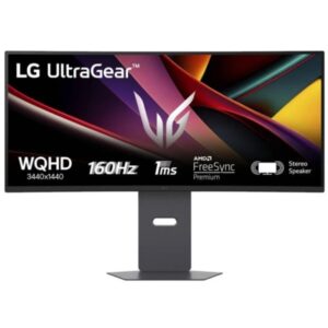 lg ultragear monitor 34" curvo 1500r va ultrawide qhd 160hz hdr10 freesync premium respuesta 1ms altavoces ajustable en altura, giratorio e inclinable 21:9 hdmi vesa 100x100mm