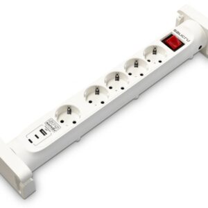 salicru regleta sps safe 5s+ protectores electricos activos de ultima generacion 5 tomas schuko 1xusb a, 2xusb c color blanco