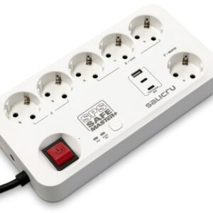 salicru regleta sps safe master+ protectores electricos activos de ultima generacion 6 tomas schuko 1xusb a, 2xusb c master/slave color blanco