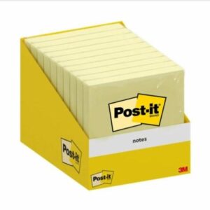 post it pack de 10 blocs de 100 notas adhesivas reposicionables forma cuadrada 76x76mm color amarillo claro