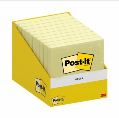 post it pack de 10 blocs de 100 notas adhesivas reposicionables forma cuadrada 76x76mm color amarillo claro