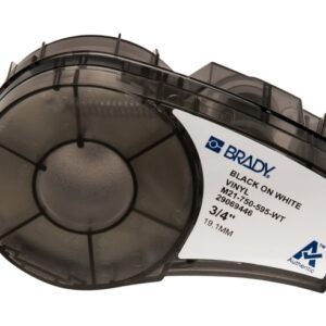 brady m21 750 595 wt cinta de etiquetas original vinilo texto negro sobre fondo blanco ancho 19,05mm x 6,4m