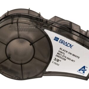 brady m21 375 595 wt cinta de etiquetas original vinilo texto negro sobre fondo blanco ancho 9,53mm x 6,40m