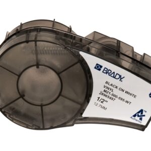 brady m21 500 595 wt cinta de etiquetas original vinilo texto negro sobre fondo blanco ancho 12,70mm x 6,40m