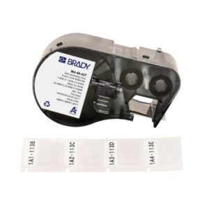 brady m4 49 427 cinta de etiquetas original vinilo autolaminable texto negro sobre fondo blanco ancho 25,40mm x alto 25,40mm