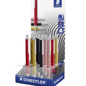 staedtler triplus expositor con 12 boligrafos retractiles tinta azul ancho de linea m colores surtidos