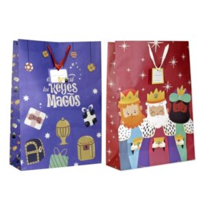 bismark bolsa de papel reyes magos jumbo medidas 40x70x18cm tarjeta colgante 2 diseños diferentes aleatorios