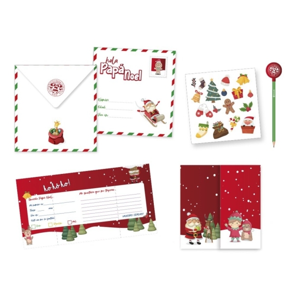 bismark carta para papa noel incluye sobre decorado, hoja de pegatinas y lapiz con goma