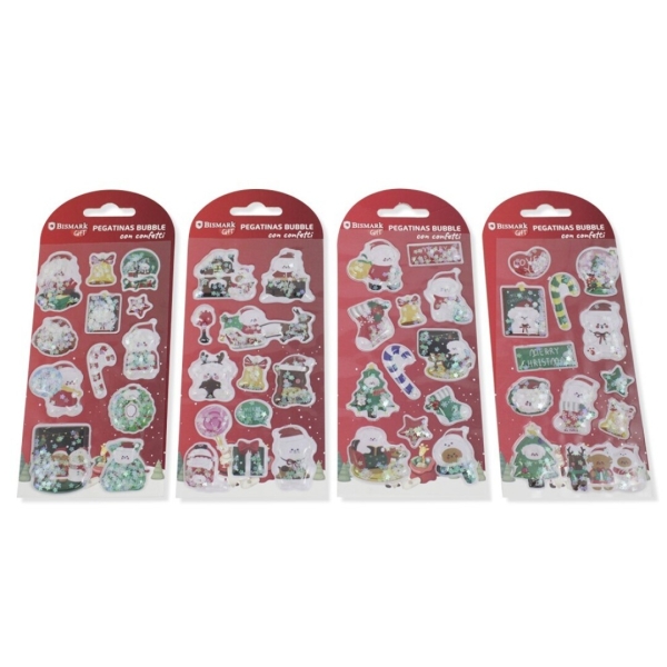 bismark pack de pegatinas bubble con confetti papa noel packs con diseños diferentes aleatorios