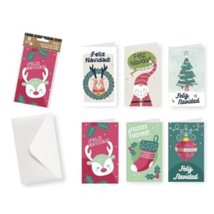 bismark pack con 6 tarjetas de felicitacion navideña con sobre
