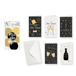 bismark pack con 6 tarjetas de felicitacion de año nuevo con sobre