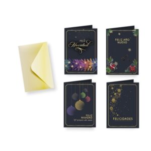 bismark tarjeta de felicitacion navideña foil green con sobre 4 diseños diferentes