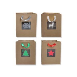 bismark bolsa de papel kraft navidad grande con ventana medidas 23x33x10cm 4 diseños diferentes