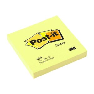 post it bloc de 100 notas adhesivas removibles canary yellow 76x76mm papel con certificacion pefc 7100103157, 7100233248 color amarillo claro