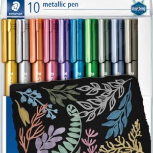 staedtler metallic pen pack de 10 rotuladores de punta fina trazo 1 2mm aprox tinta base de agua colores surtidos