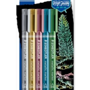 staedtler metallic pen pack de 5 rotuladores de punta fina trazo 1 2mm tinta base de agua colores surtidos