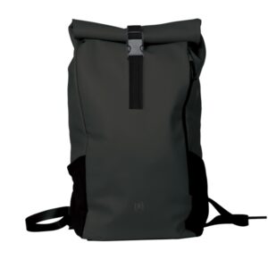 oxford identity roll top mochila con cierre enrollable 24l material resistente al agua asa colgador en la parte posterior bolsillo frontal con llavero 48x32x10cm color negro