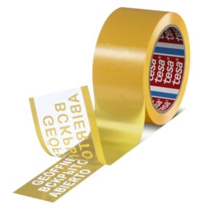 tesa 64007 cinta para precintado a prueba de manipulaciones 50mm x 500 metros para aplicacion automatica adhesivo acrilico a base de agua color amarillo