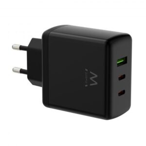 ewent ew1330 cargador gan universal de pared 65w ultrarapido 2x usb c pd 3.0 y 1x usb a qc 3.0 color negro