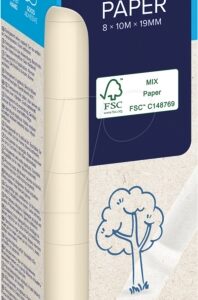 tesa paper pack de 8 cintas adhesivas de papel 19mm x 10 metros casi invisible en superficies de color claro se puede cortar con la mano y escribir sobre ella papel certificado fsc®